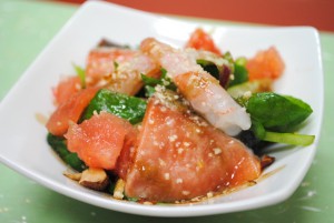 桜鱒と甘海老のサラダ